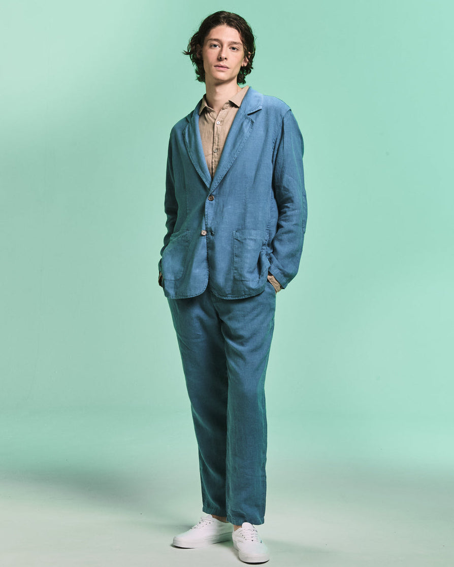 Calça Social Linho Stone Bleu