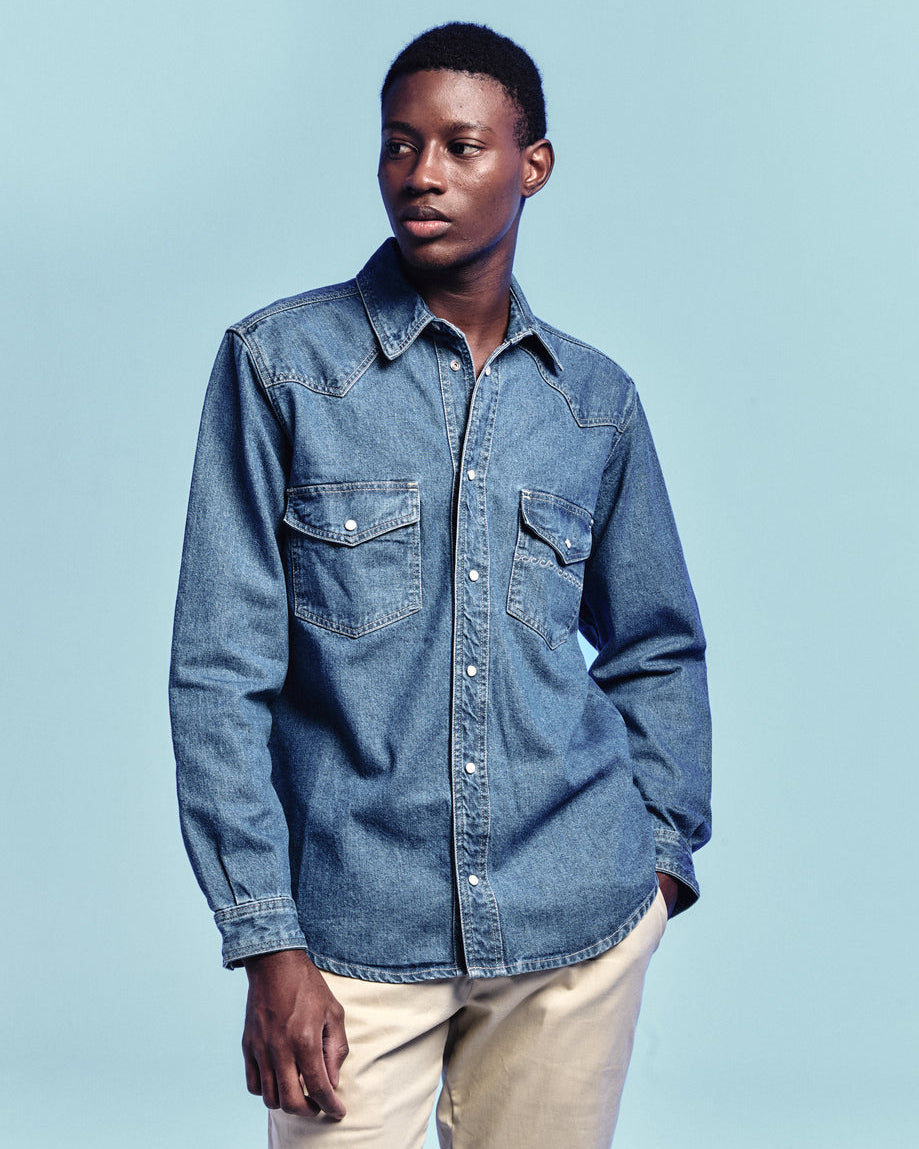 Camisa Manga Longa Western Blue Denim