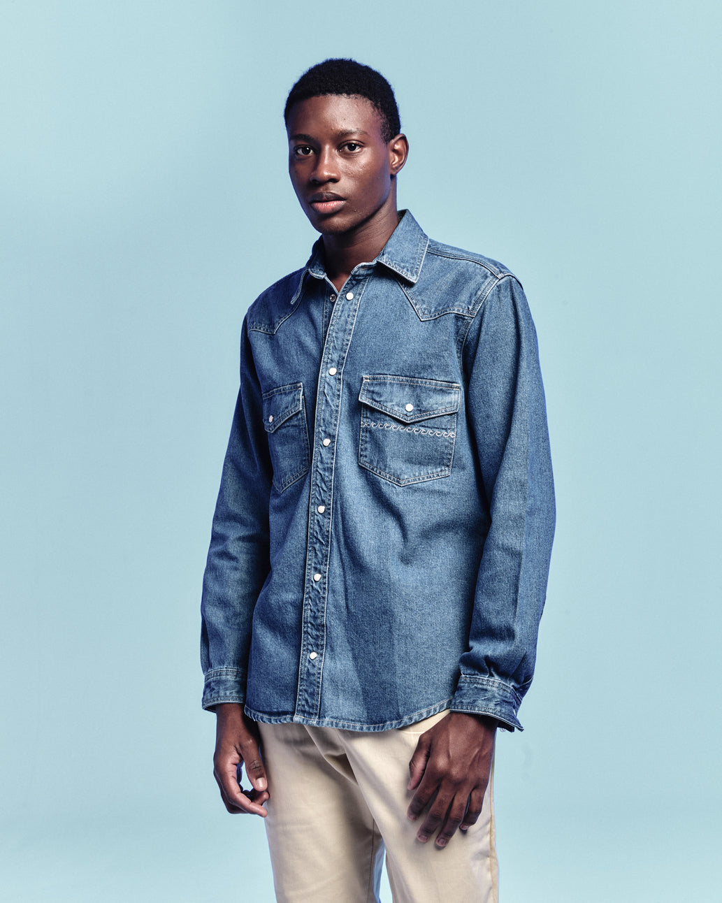 Camisa Manga Longa Western Blue Denim