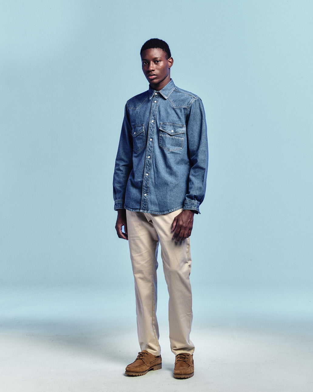 Camisa Manga Longa Western Blue Denim