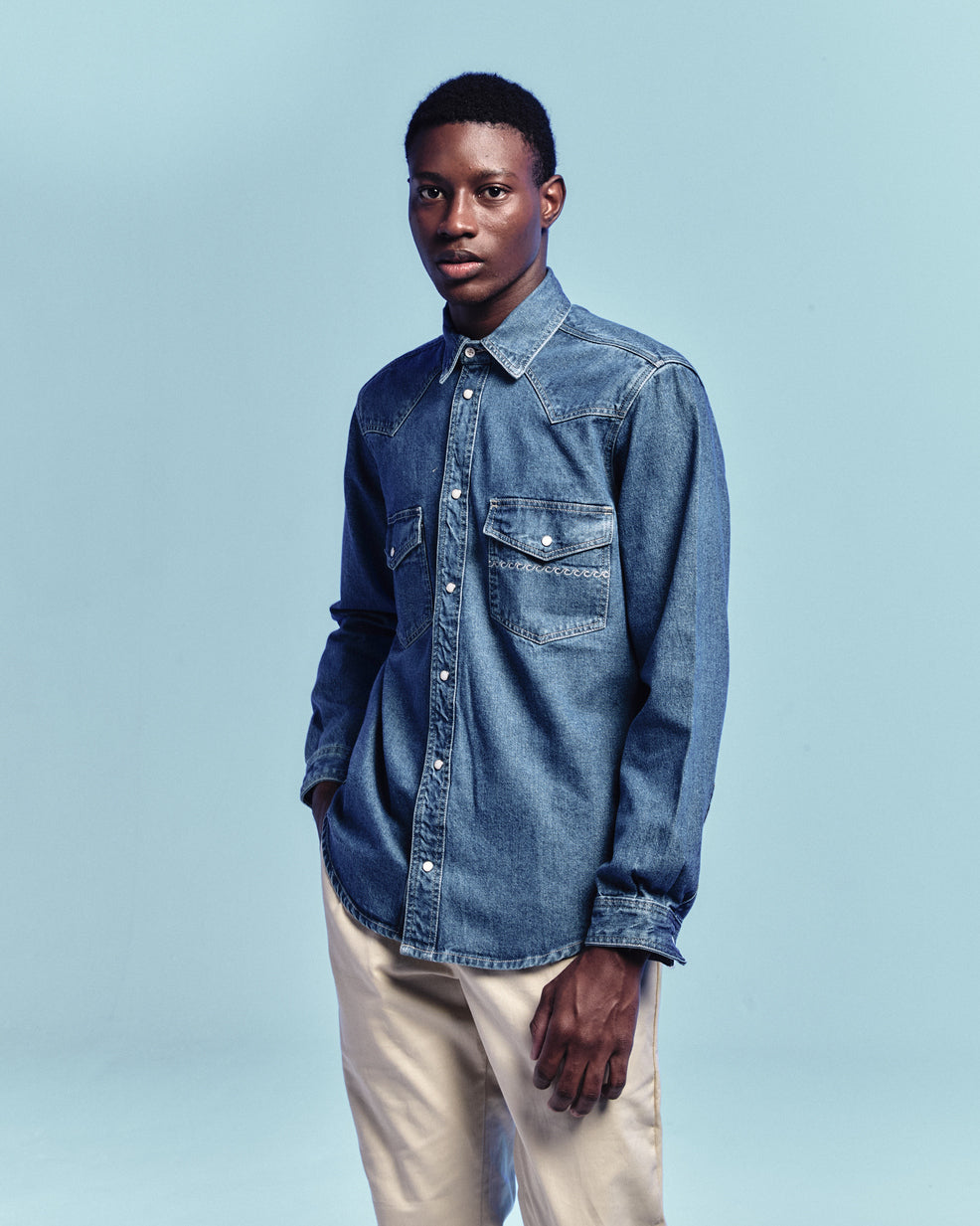 Camisa Manga Longa Western Blue Denim