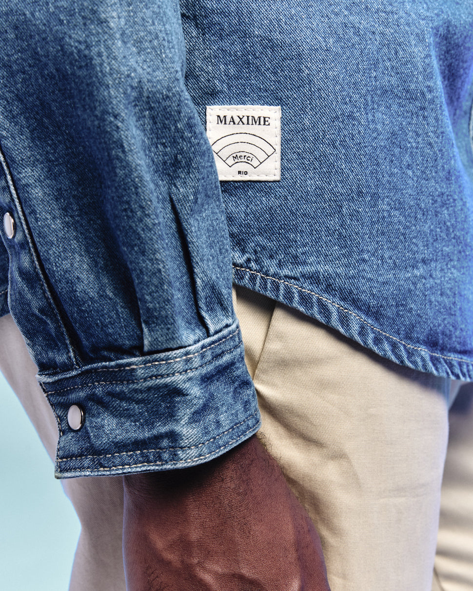 Camisa Manga Longa Western Blue Denim