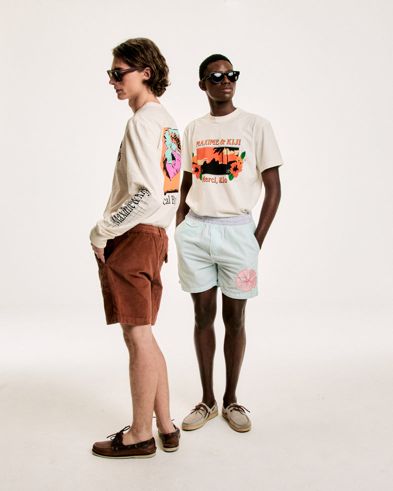 Short Algodão Stripes Collab Maxime x Kiji