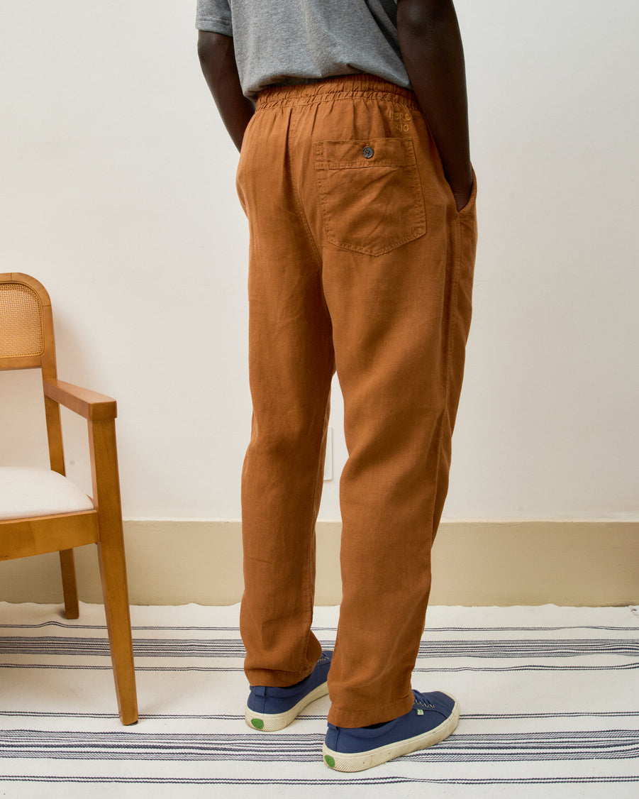 Calça Puro Linho Stone Wash Relax Brown