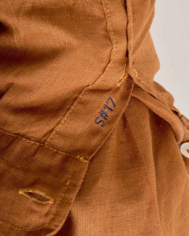 Camisa Puro Linho Stone Wash Brown Manga Longa