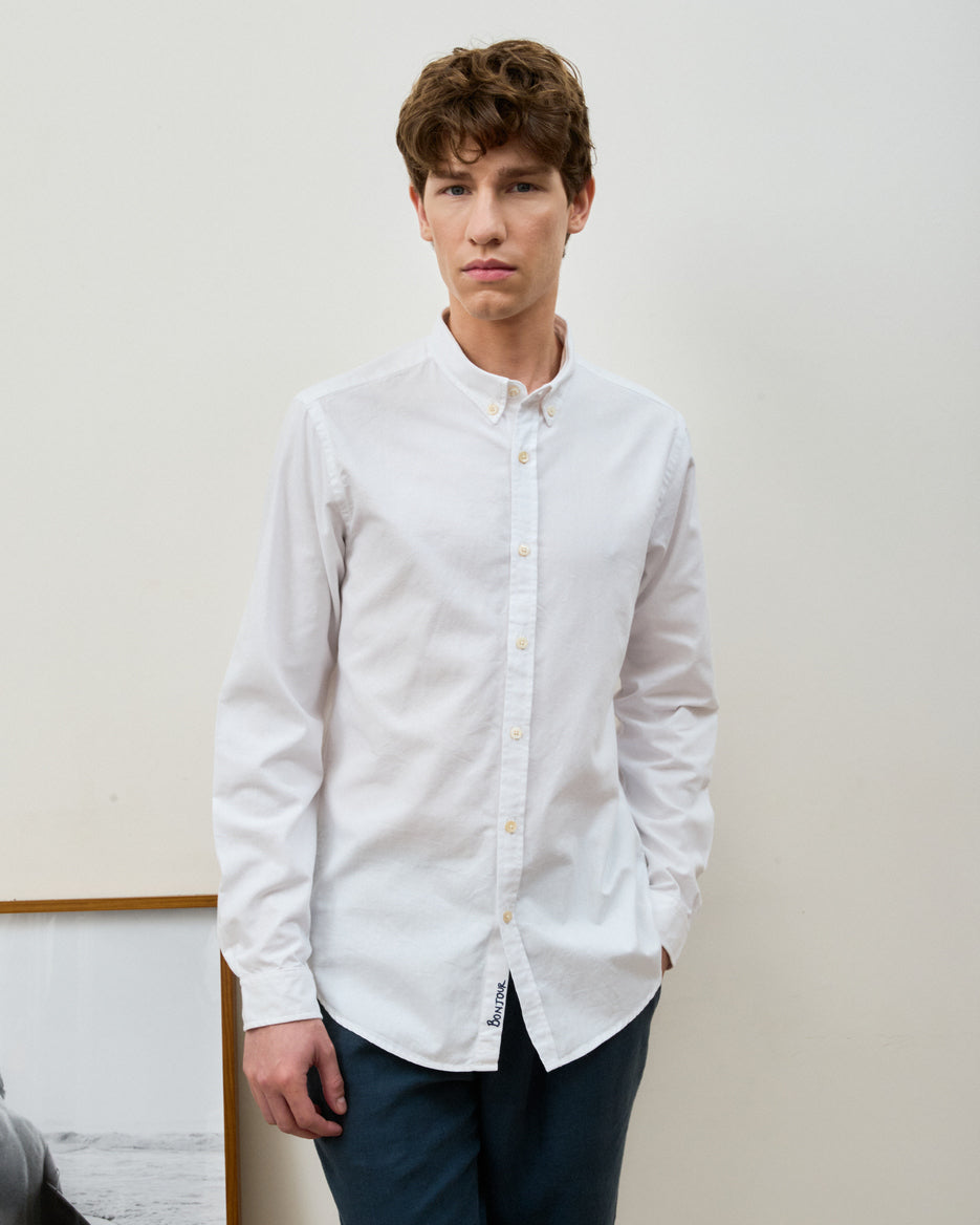 Camisa Oxford Wash Blanc Manga Longa