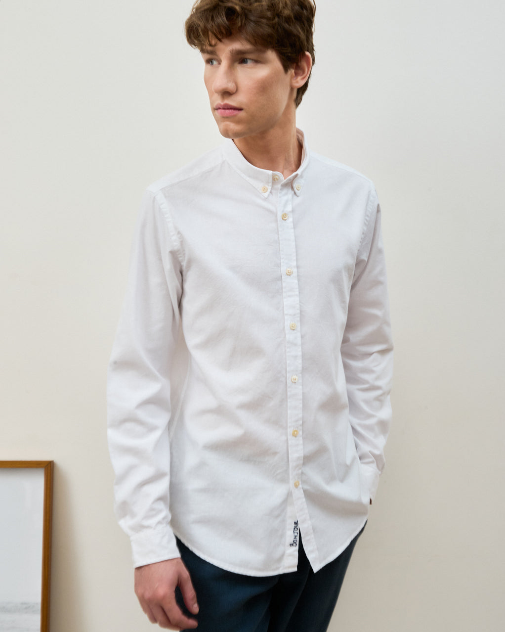 Camisa Oxford Wash Blanc Manga Longa