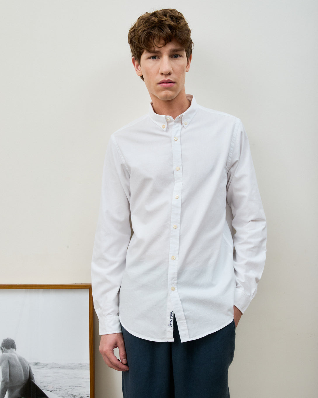 Camisa Oxford Wash Blanc Manga Longa