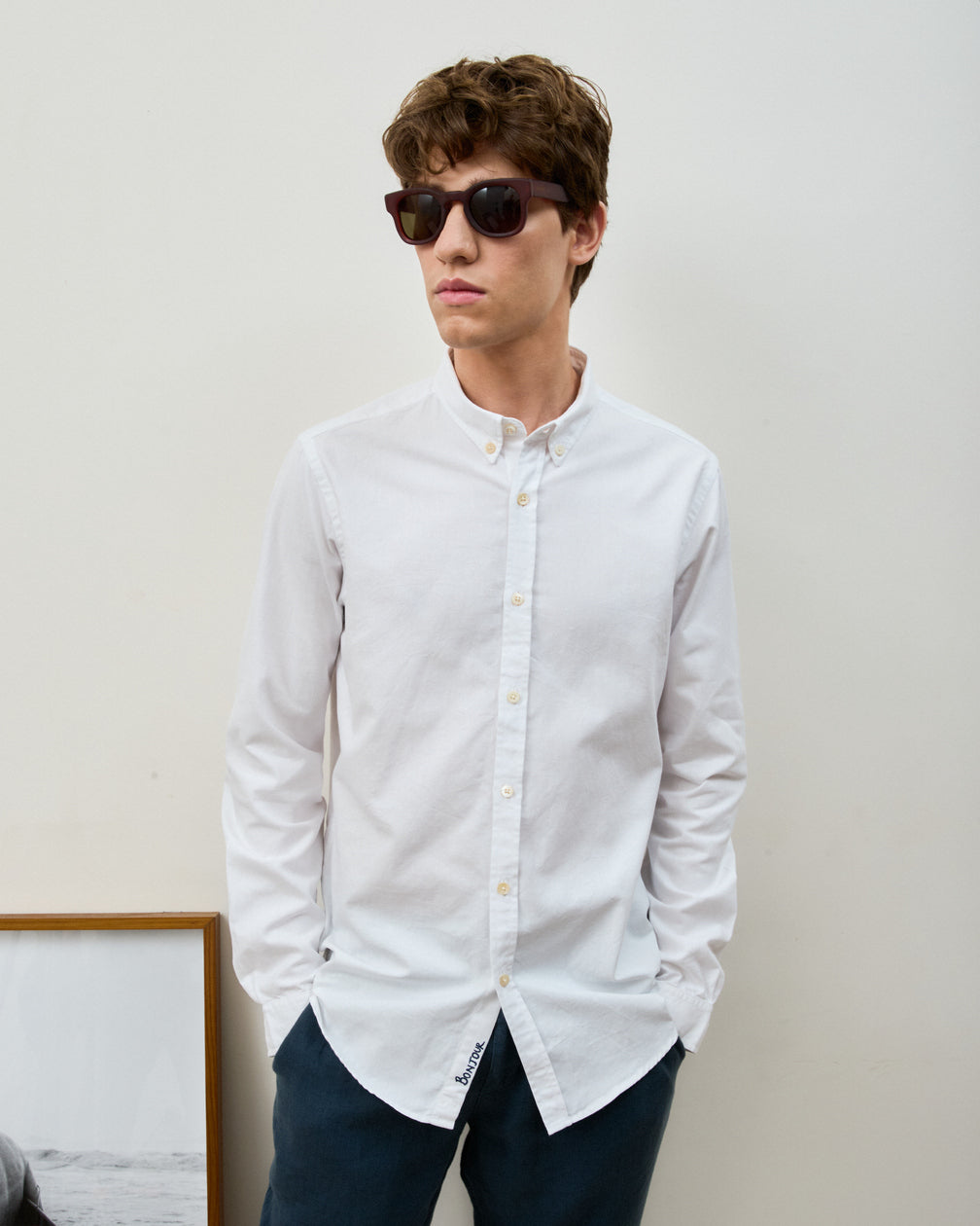 Camisa Oxford Wash Blanc Manga Longa