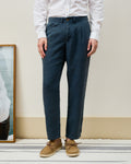 Calça Social Puro Linho Stone Wash Navy