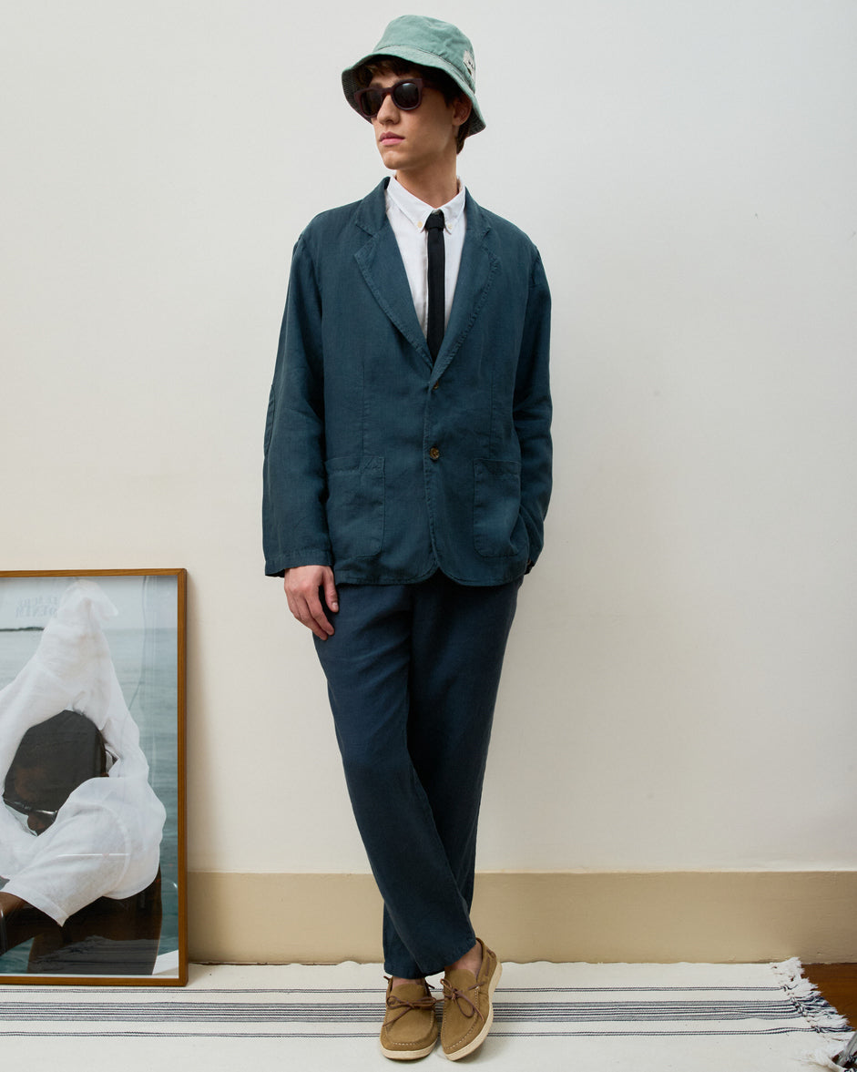 O Blazer Puro Linho Stone Wash Navy