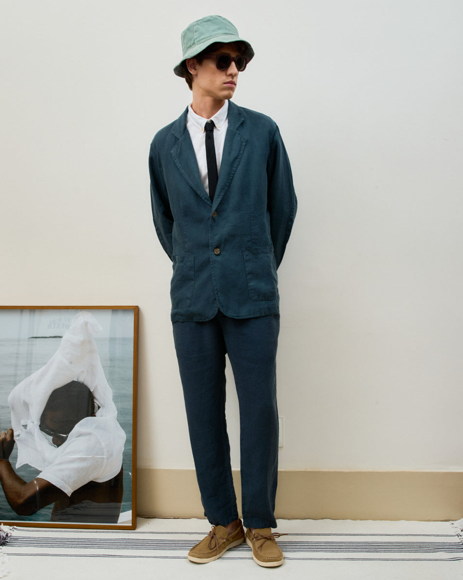 O Blazer Puro Linho Stone Wash Navy