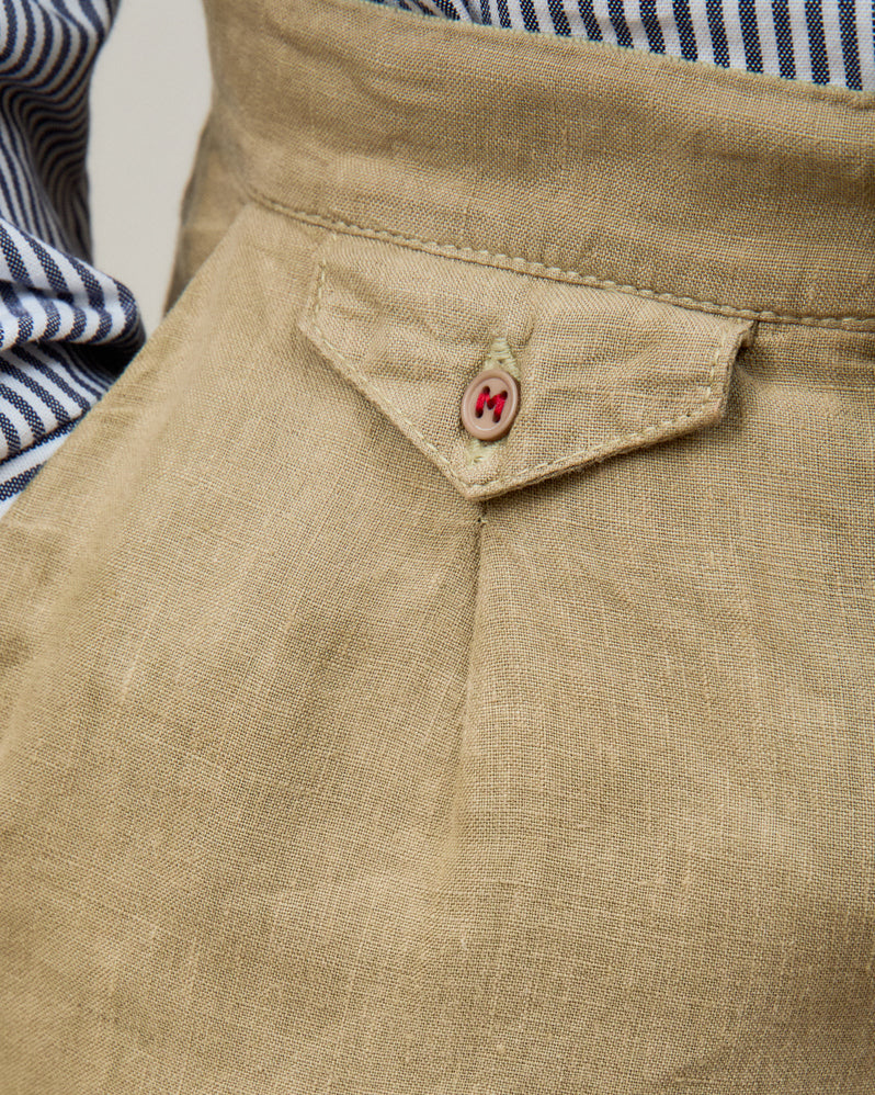 Calça Social Puro Linho Stone Wash Kakhi
