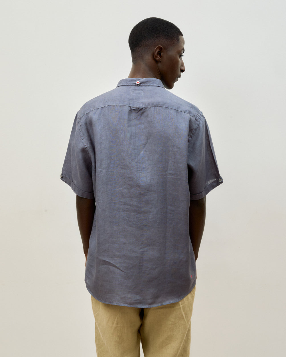 Camisa Linho Stone Wash Grey Manga Curta