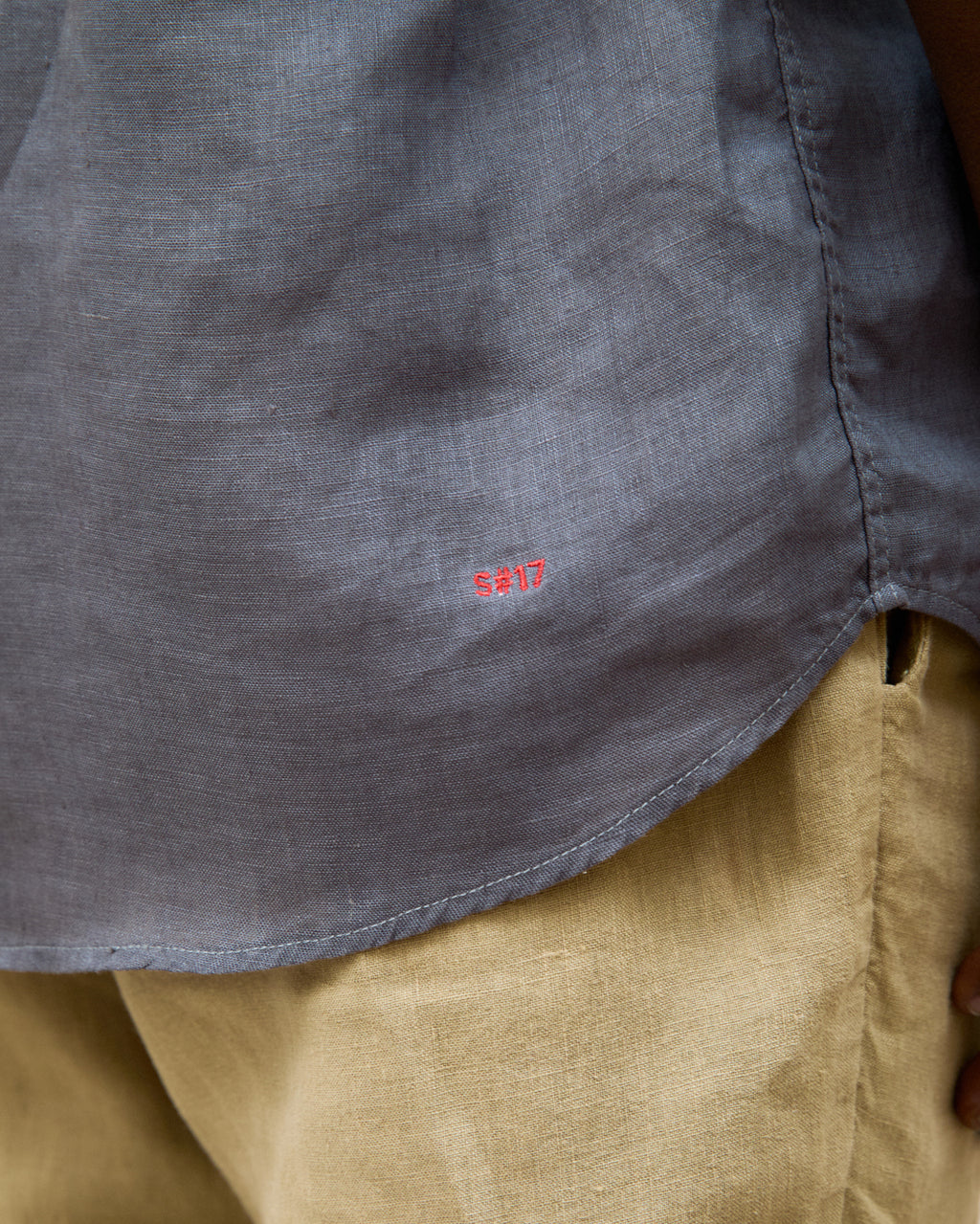 Camisa Linho Stone Wash Grey Manga Curta