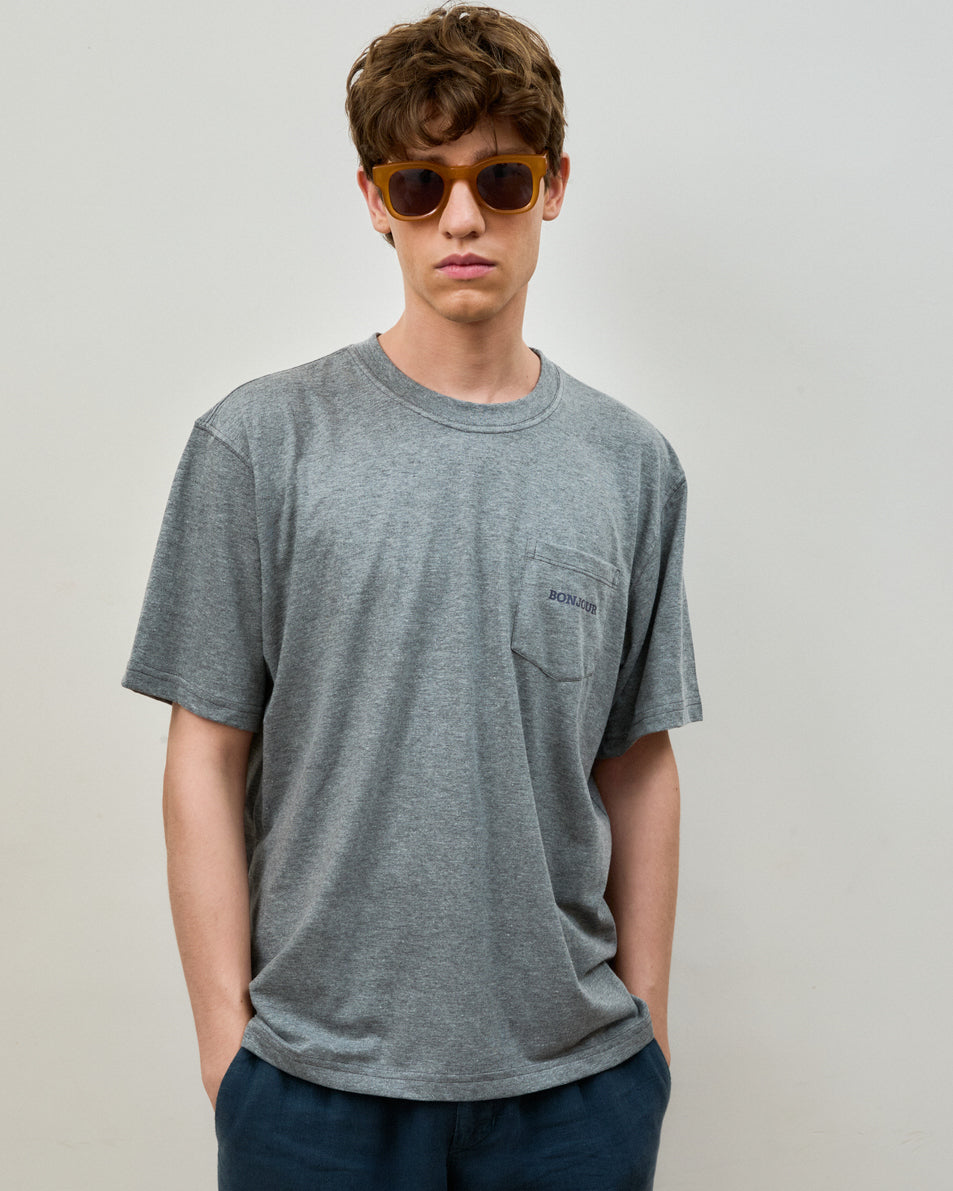 T-Shirt Bonjour Monsieur Cinza Mescla