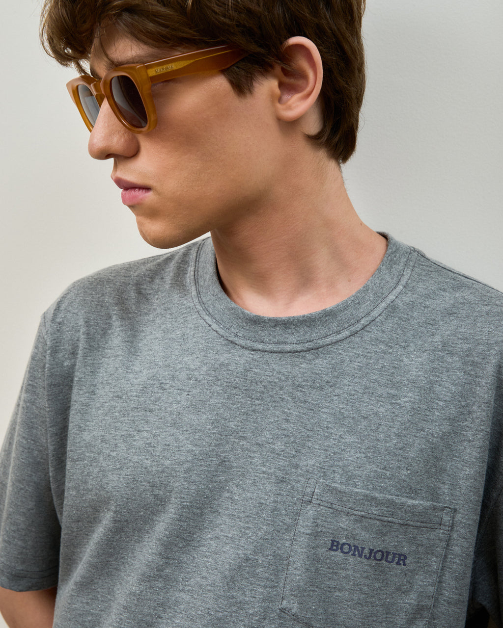 T-Shirt Bonjour Monsieur Cinza Mescla