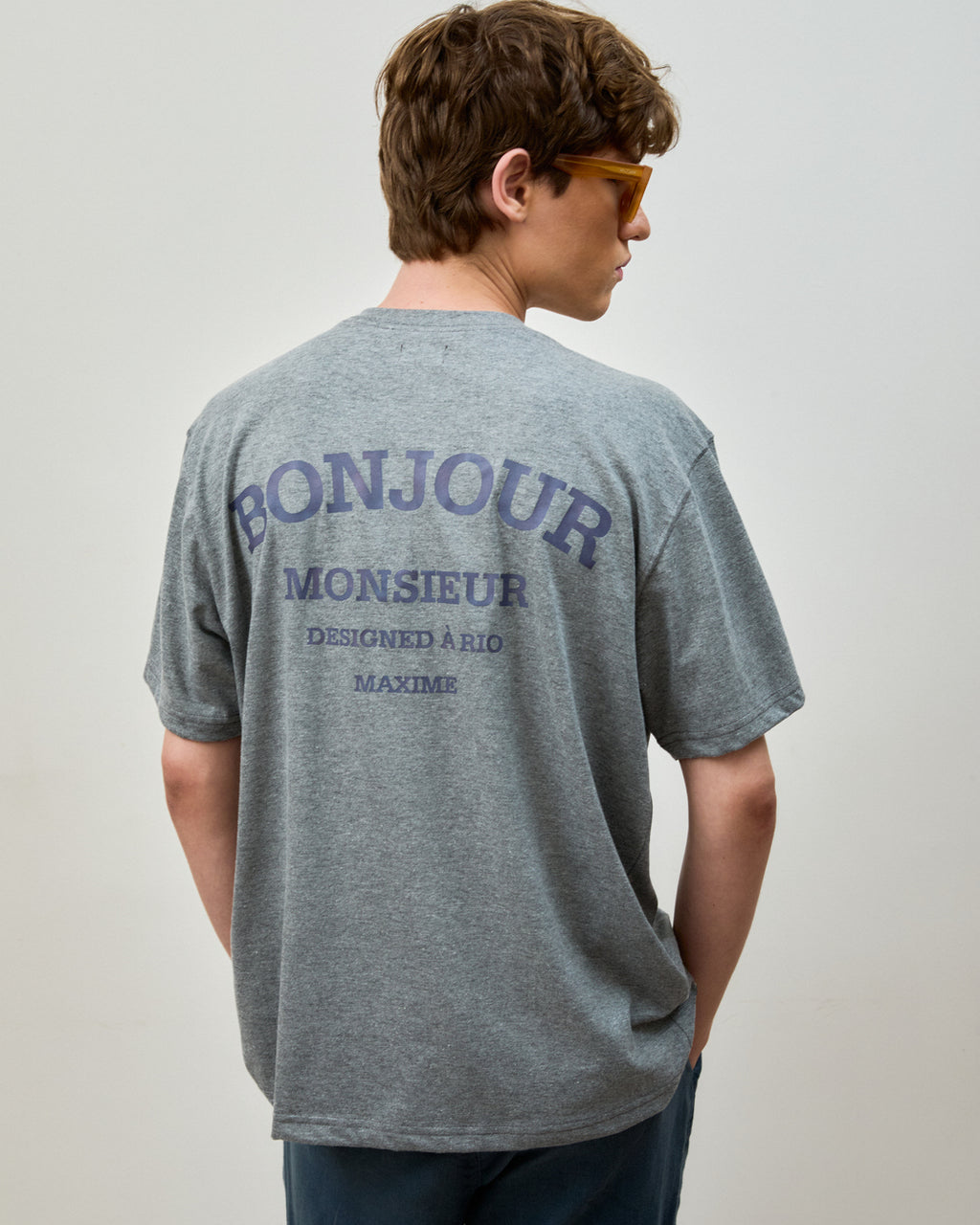 T-Shirt Bonjour Monsieur Cinza Mescla