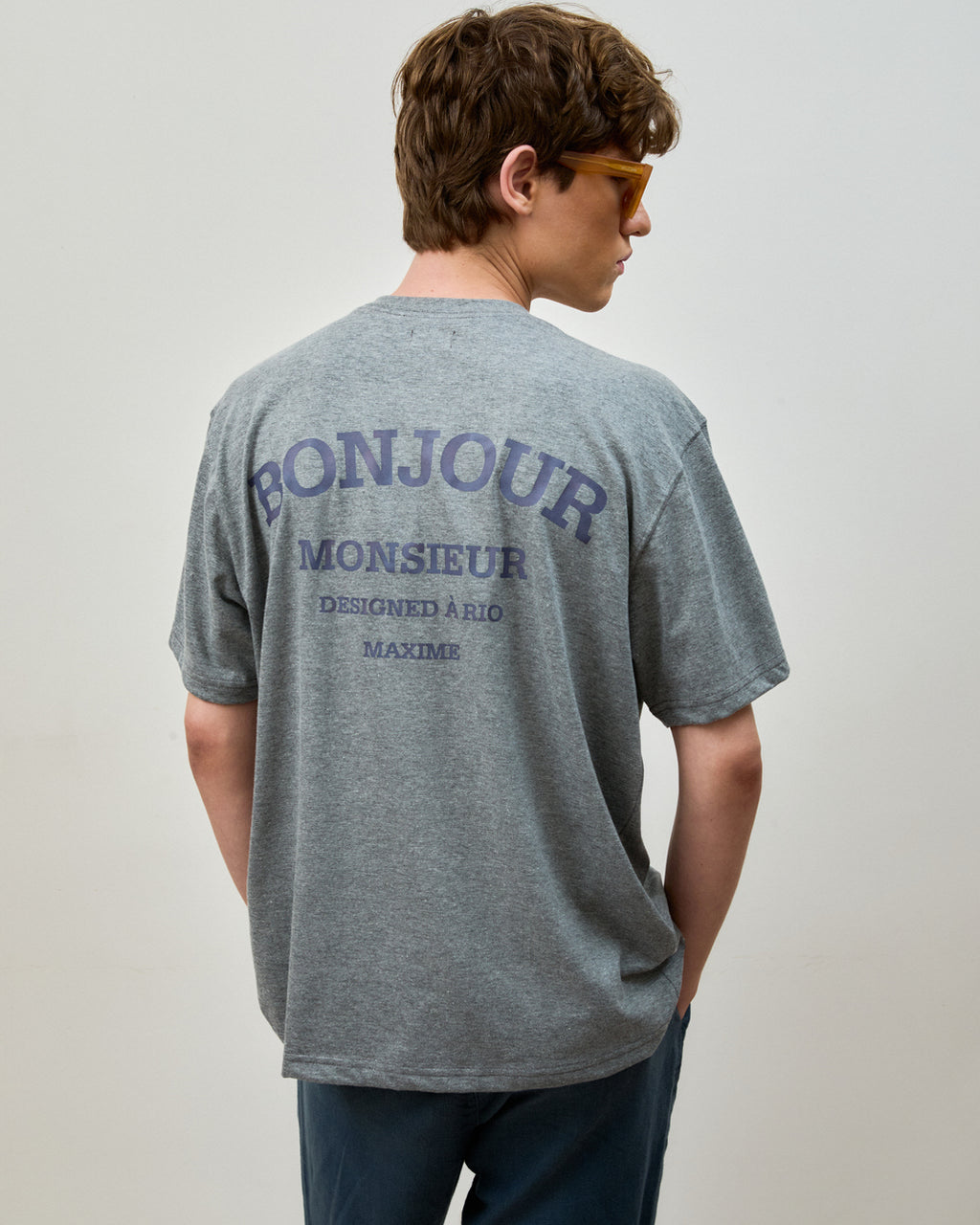 T-Shirt Bonjour Monsieur Cinza Mescla