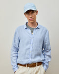 Camisa Linho Manga Longa Azul Céu