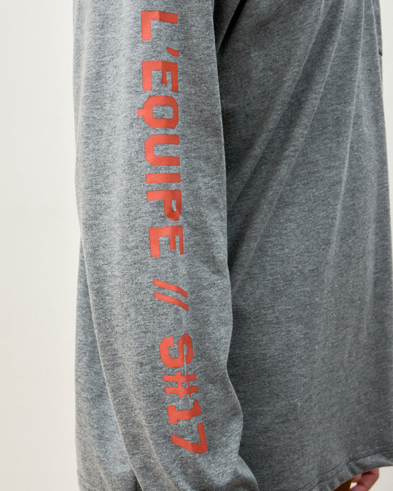 T-Shirt L'Equipe Manga Longa Cinza Mescla