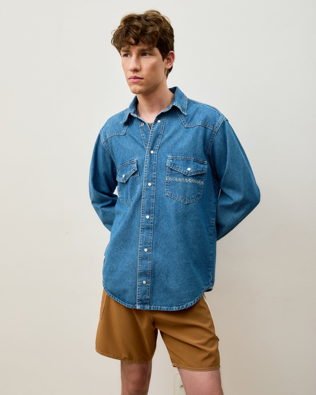 Camisa Manga Longa Western Blue Denim