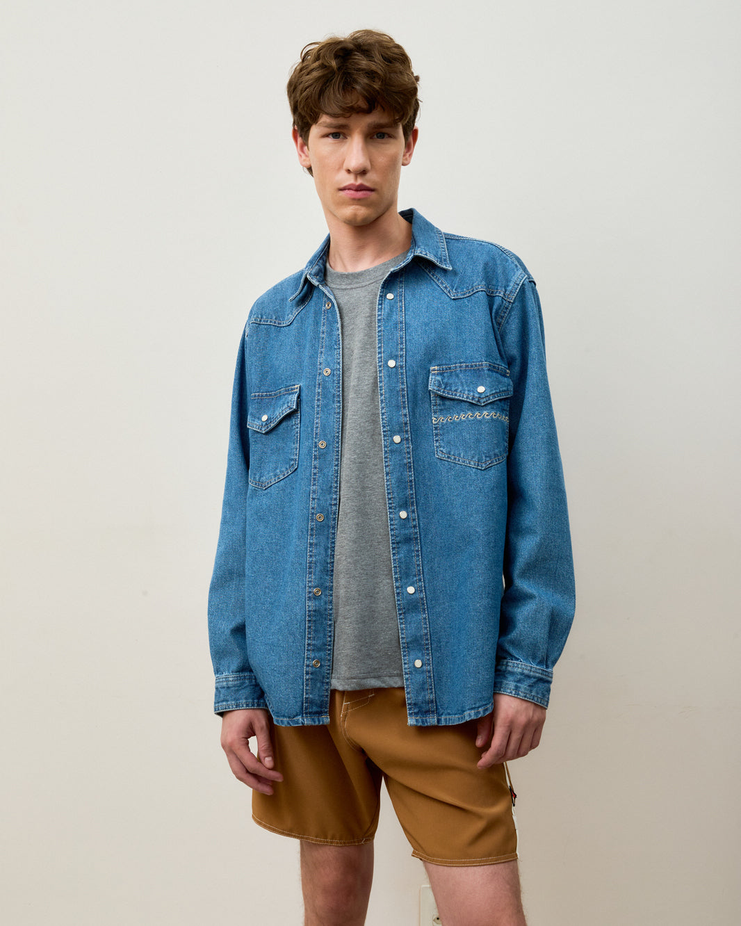 Camisa Manga Longa Western Blue Denim