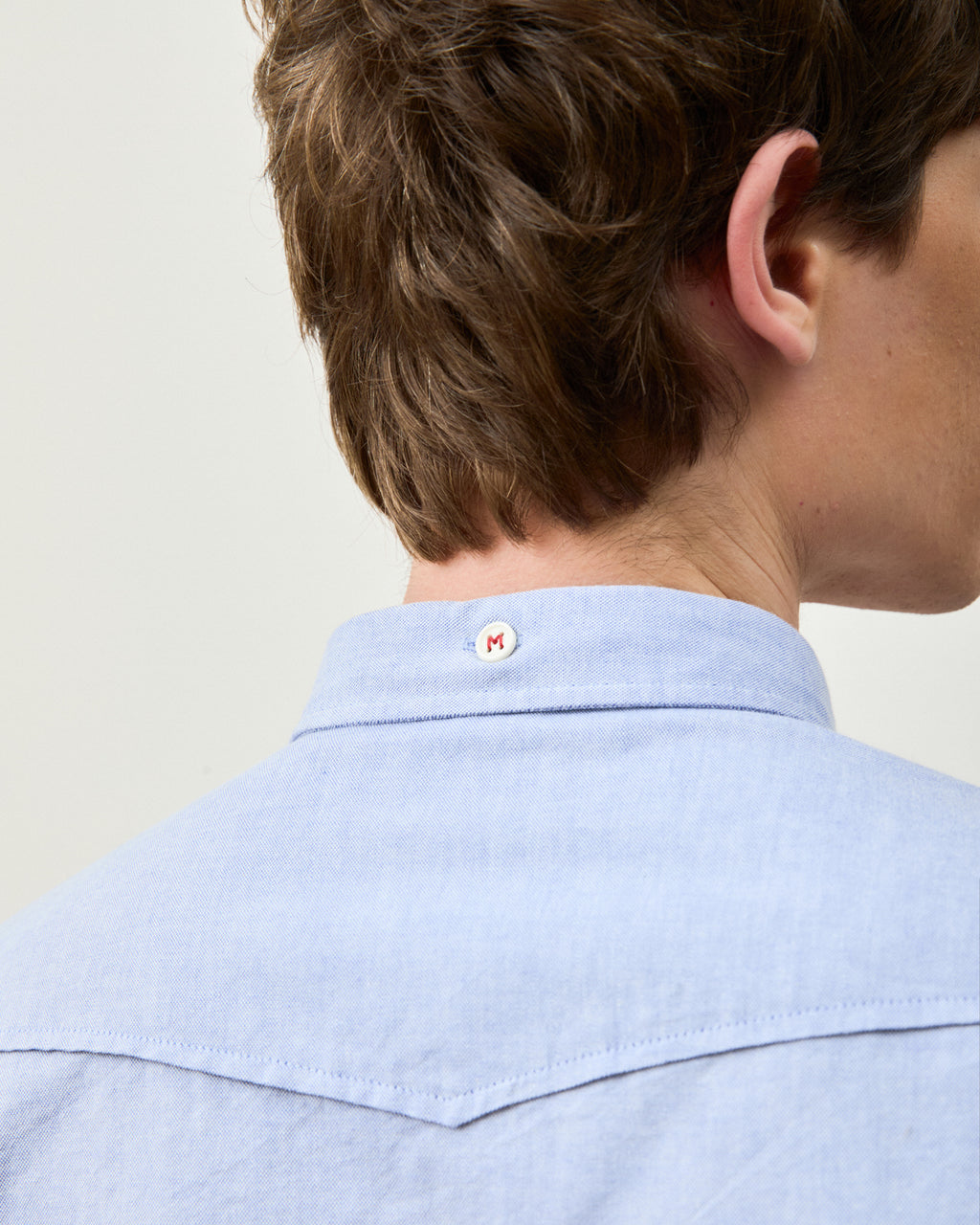 Camisa Oxford Wash Azul Manga Longa