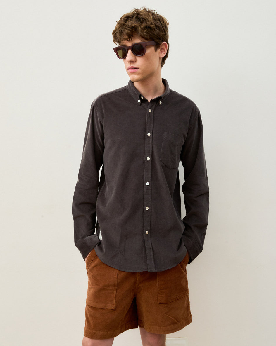 Camisa Corduroy Classic Grey Manga Longa