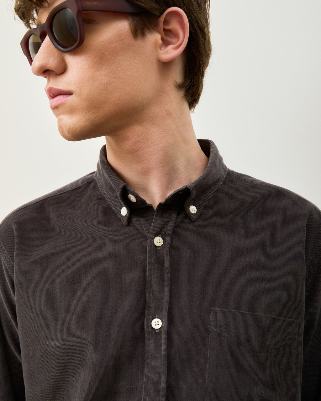 Camisa Corduroy Classic Grey Manga Longa
