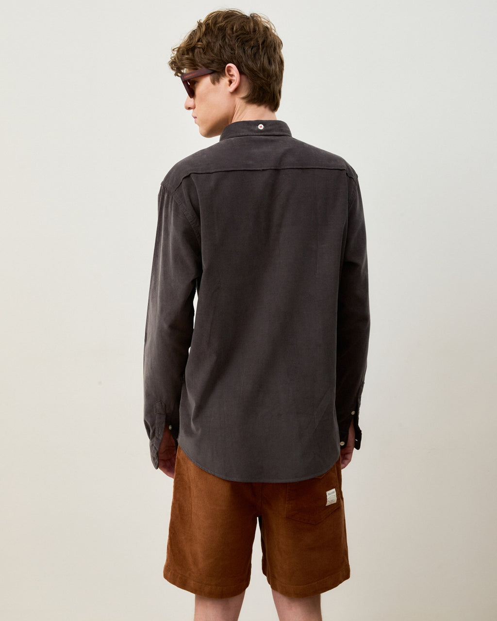 Camisa Corduroy Classic Grey Manga Longa