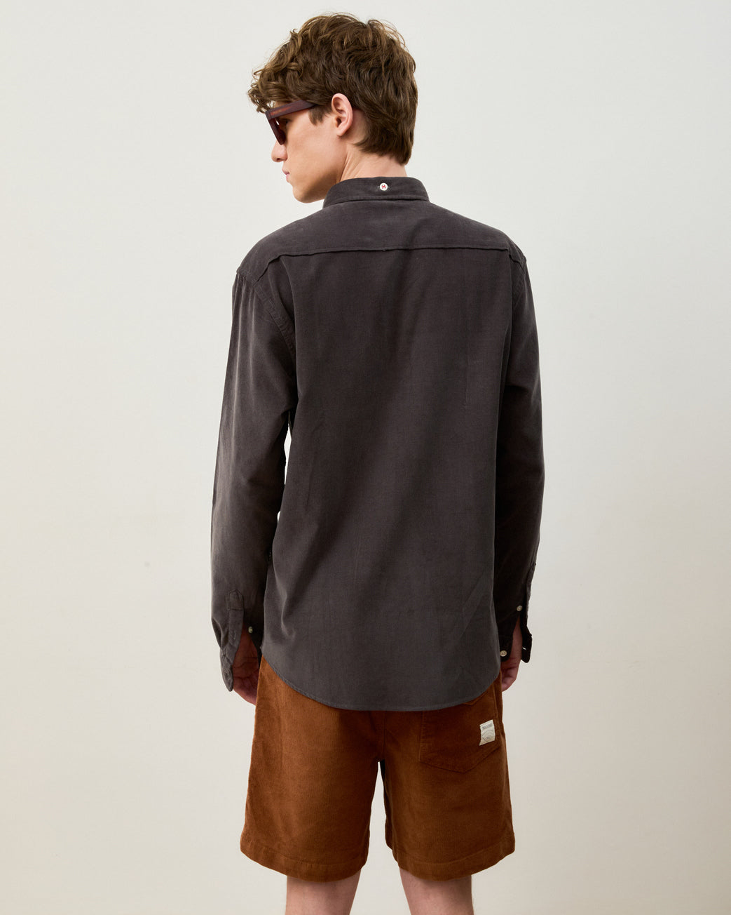 Camisa Corduroy Classic Grey Manga Longa