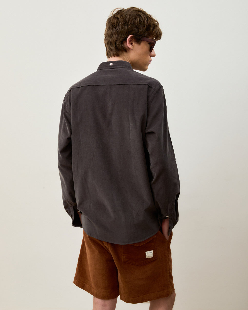 Camisa Corduroy Classic Grey Manga Longa