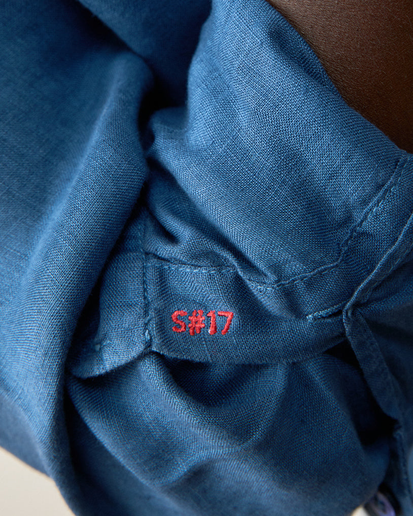 Camisa Linho Stone Wash Azul Índigo Manga Longa