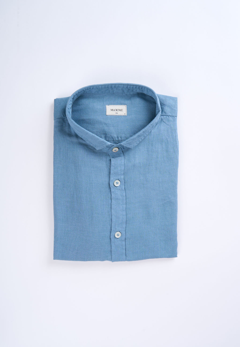 Camisa Linho Manga Curta Stone Wash Bleu de Chine