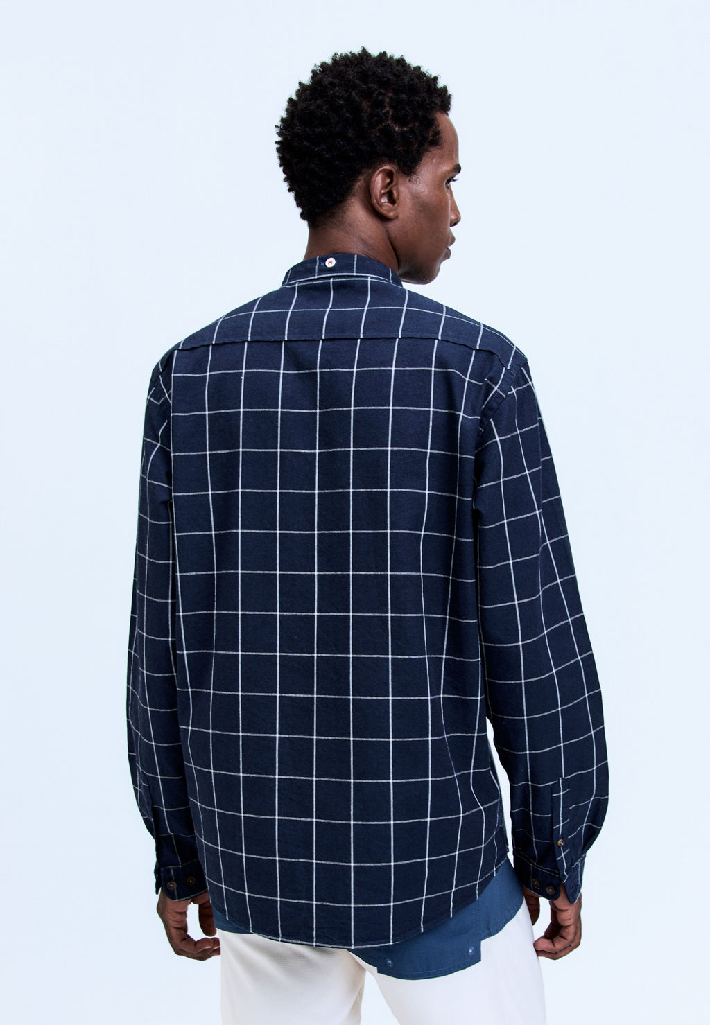 Camisa Oxford Manga Longa Check Noir