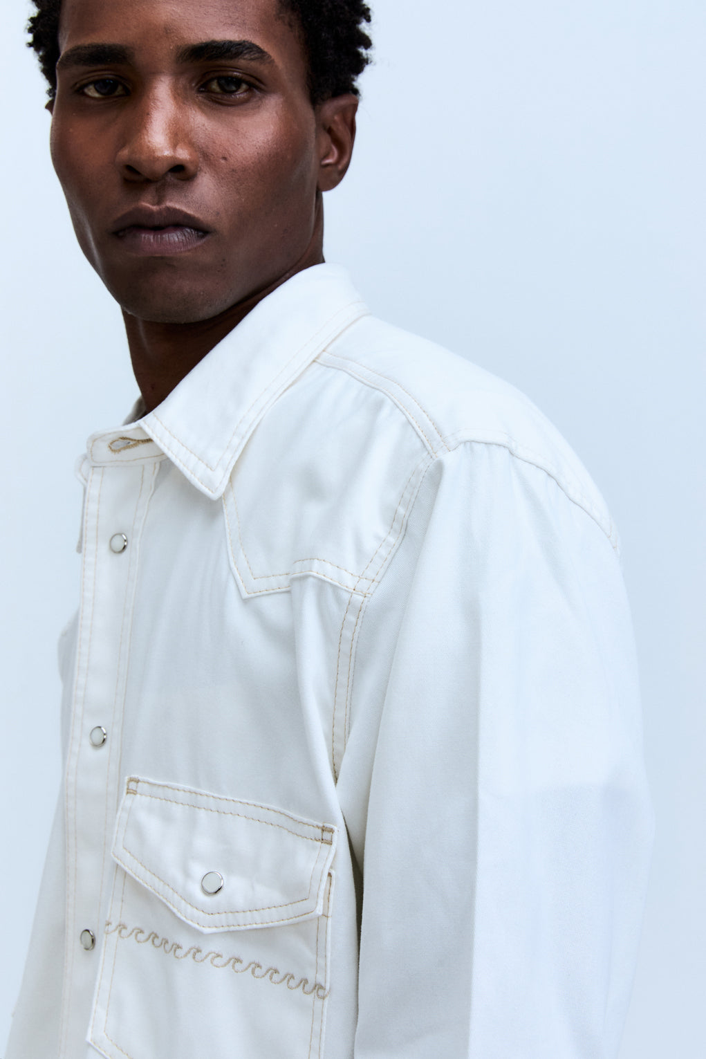 Camisa Sarja Manga Longa White Denim 10oz