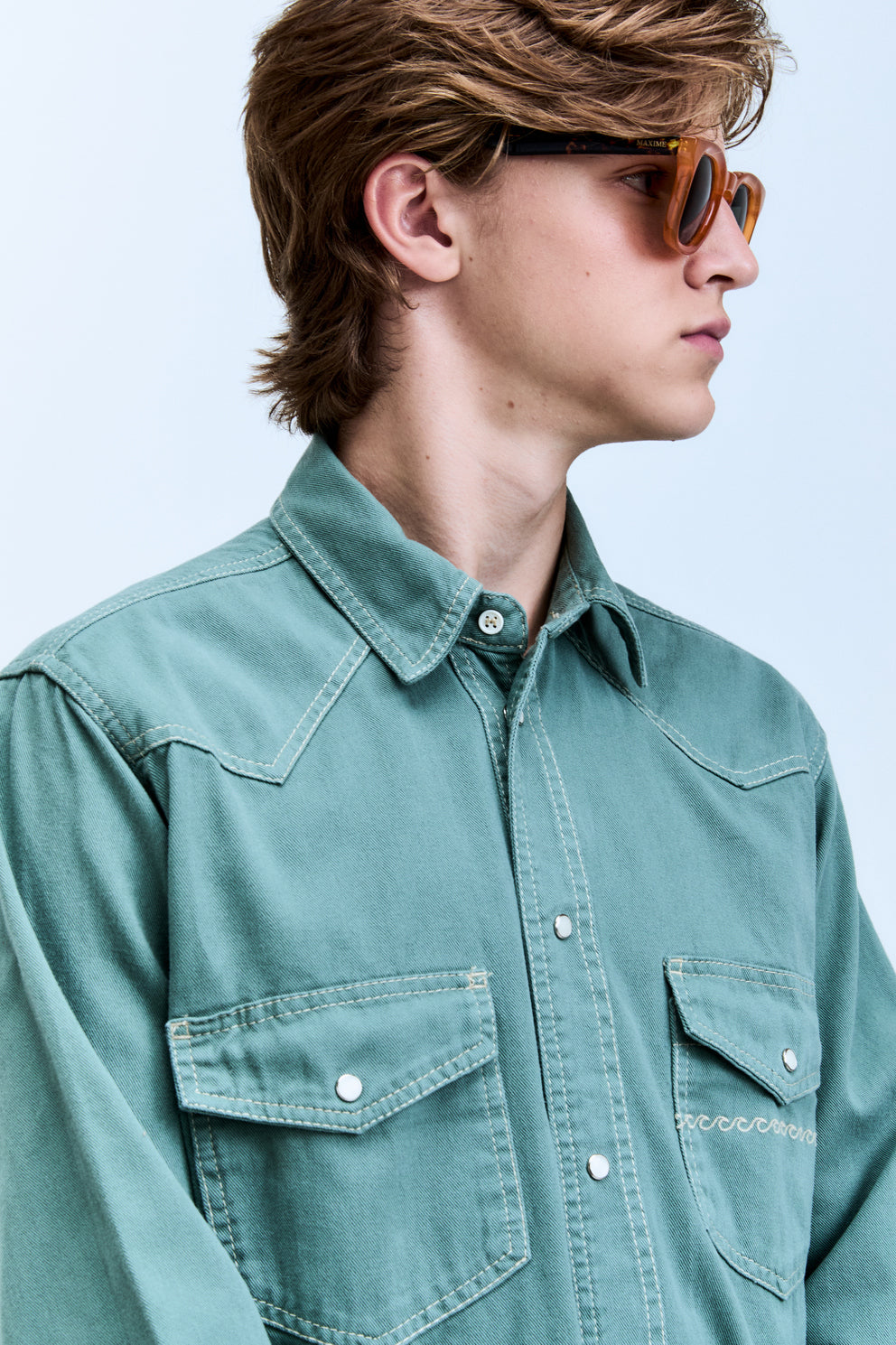Camisa Sarja Manga Longa Western Vert
