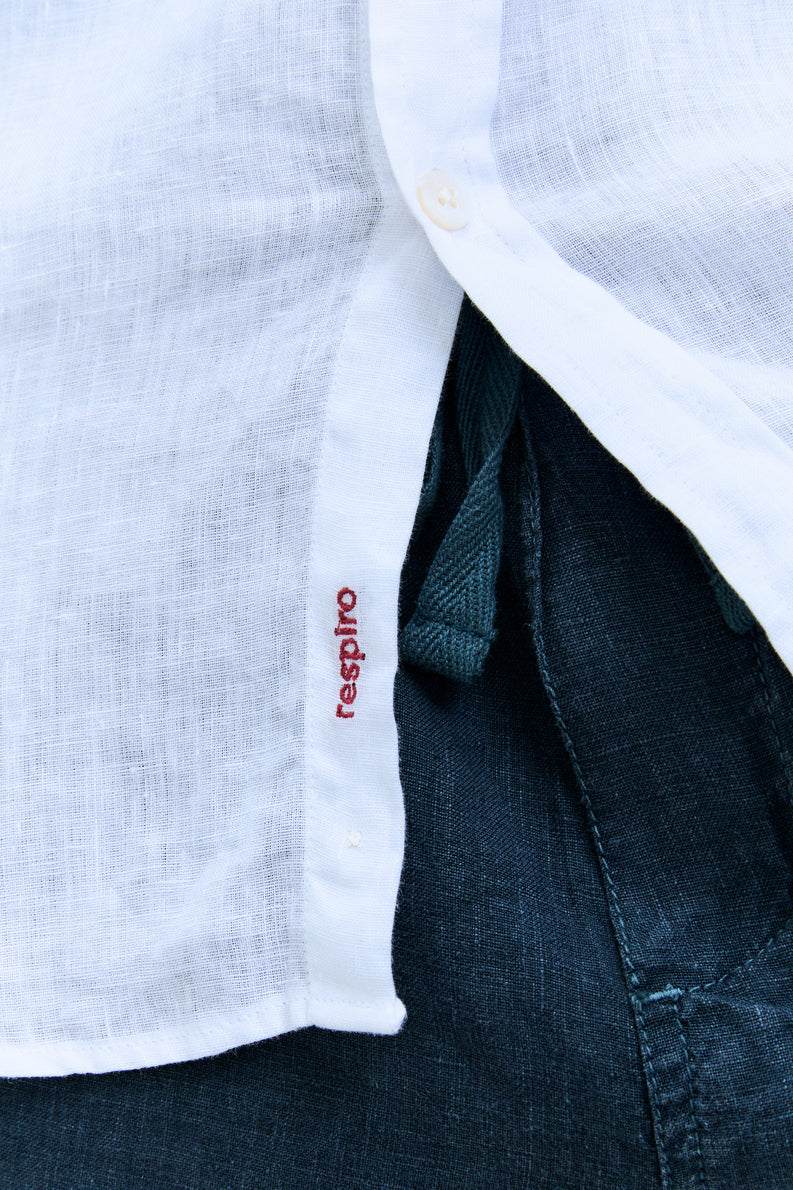 Camisa Linho Manga Curta Blanc