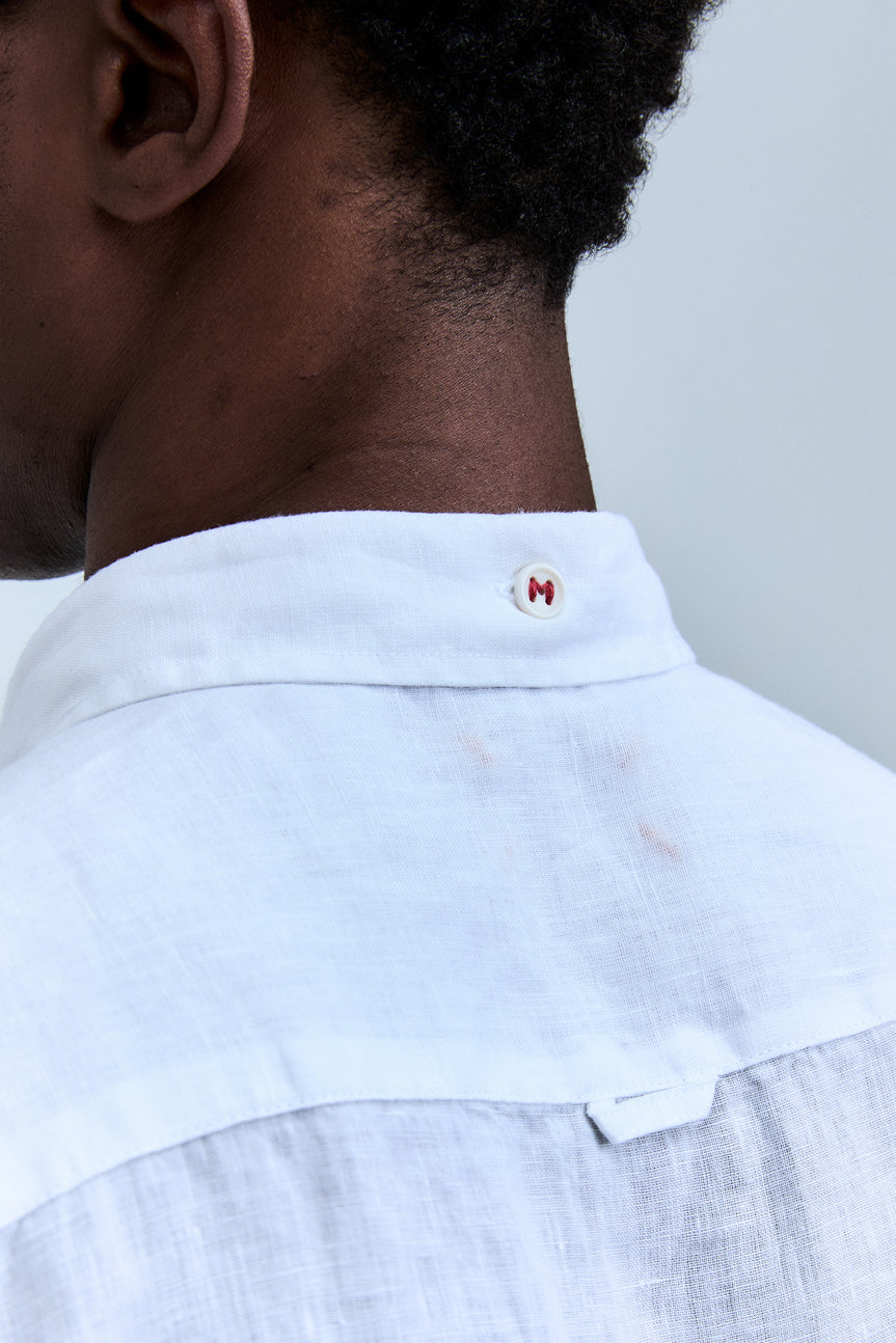 Camisa Linho Manga Curta Blanc