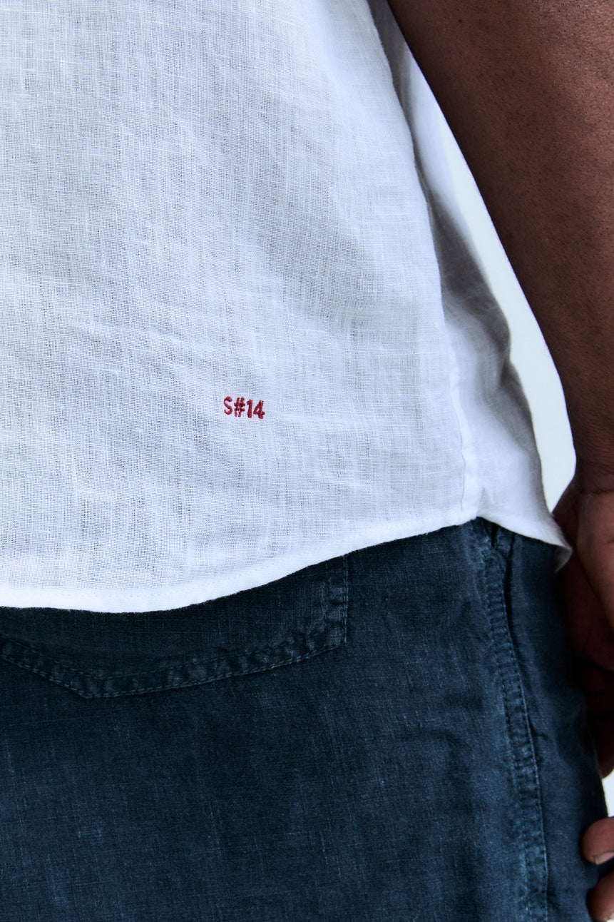 Camisa Linho Manga Curta Blanc